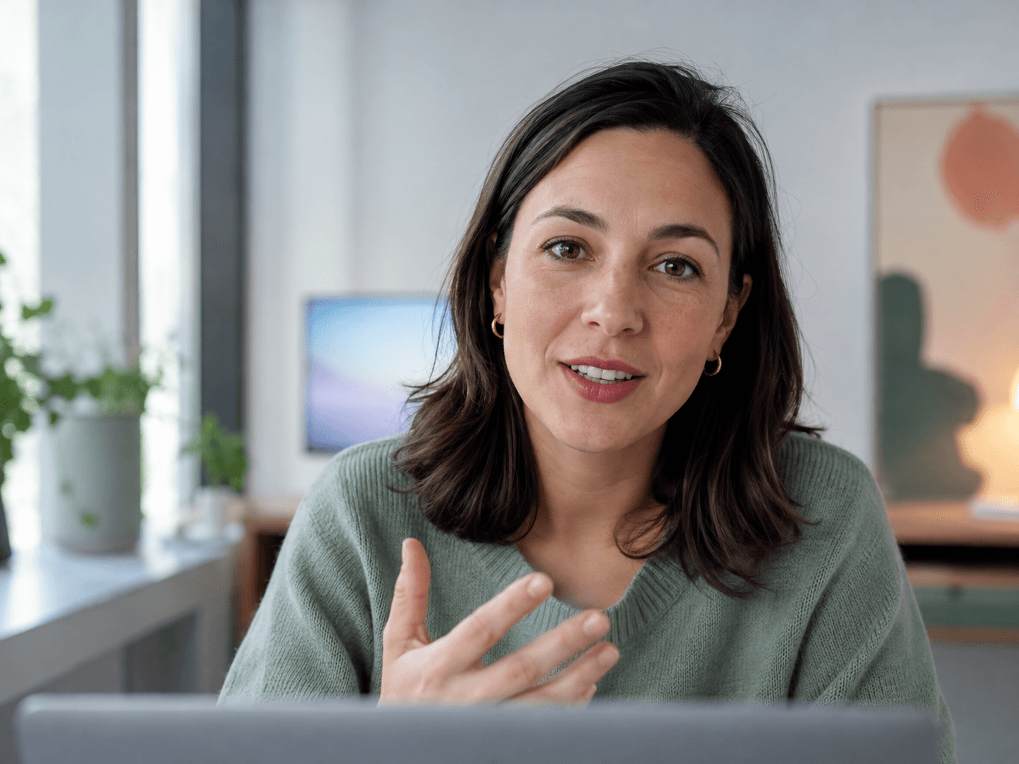 Person in a live video conversation